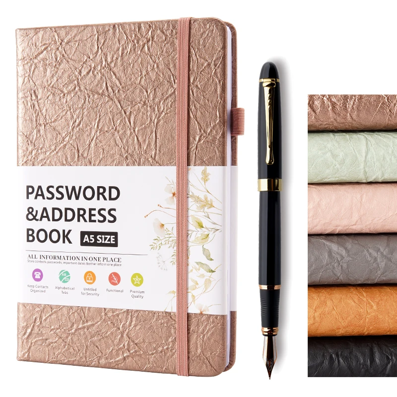 Hard leather cover Diary Business Journal planner daily B6 Custom logo Codebook Address Book Phone Notebook with pen