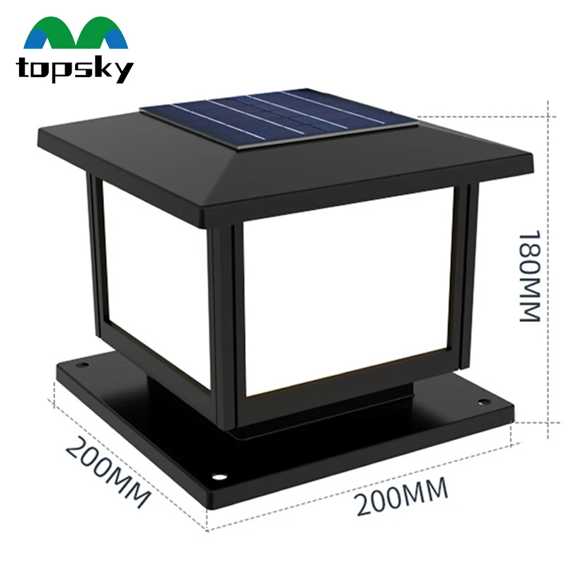 New Solar lights Powered LED Square Fence Light White Warm Lamp Outdoor Lighting Control Post Aluminum Waterproof Pillar