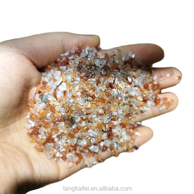 Wholesale natural red rabbit hair crystal polished original stone crystal gravel 2-3mm red crystal gravel