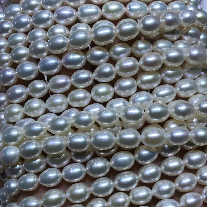 wholesale AAA rice pearl string, high luster, blemish free surface,full sizes and full colors rice pearl strand available
