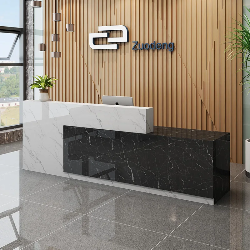 Luxury colorful marble salon furniture reception counter front desk with storage for beauty room office hotel