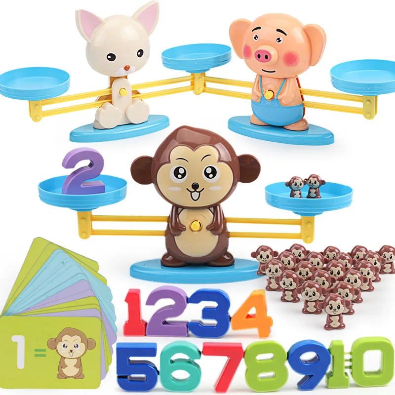 Children monkey balance puzzle toy baby balance number addition and subtraction interactive early education enlightenment toys