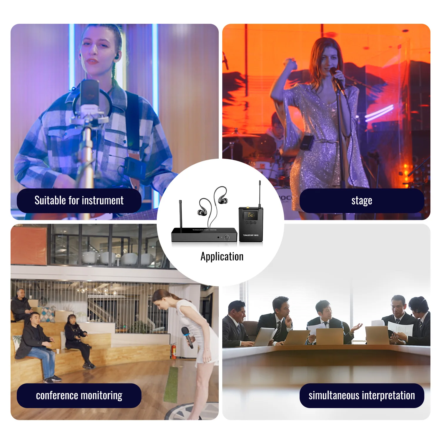 Takstar WPM-300R Receiver for WPM 300 Wireless Personal In-ear Monitor System UHF Monitoring Earphone Stage Audio