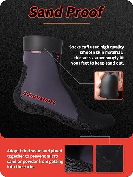 Summshall Beach Anti-slip Swim Socks Thermal Waterproof Wetsuit Socks Premium 100% CR 3mm Sand Proof Neoprene Socks