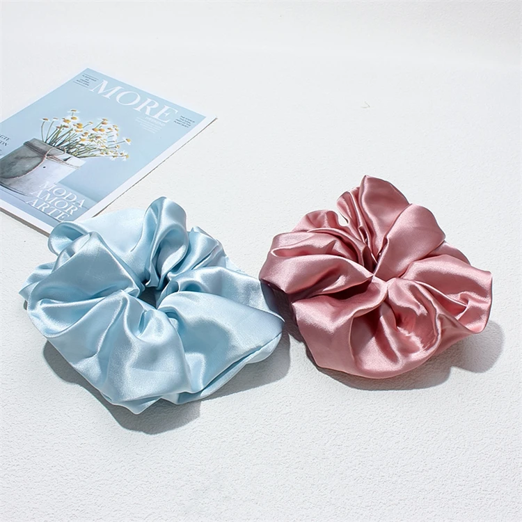 Large 16CM Many colors plain satin large XXL scrunchies ponytail rubber band women