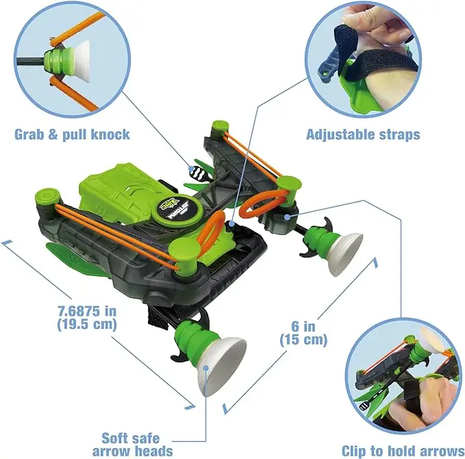 Kids Wrist Bow and Arrow Set with 3 Suction Cup Arrows and Moving Standing Target Weight Light Boys Girls Indoor and Outdoor