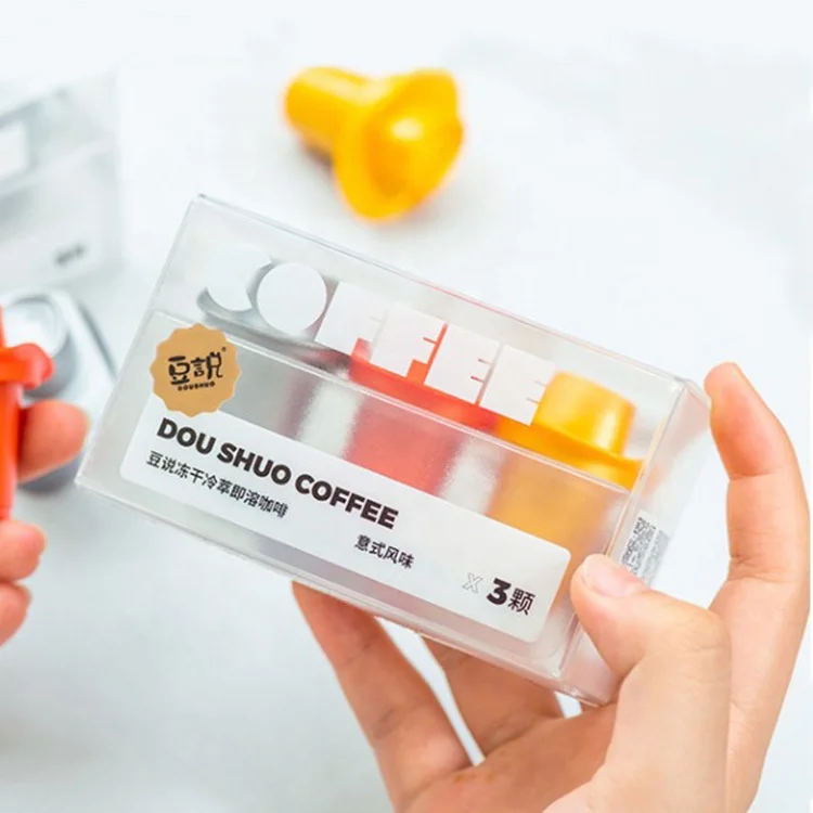 Custom Espresso Drip Coffee Pack Clear PVC Box Capsule Pods Plastic Fold Packaging Box