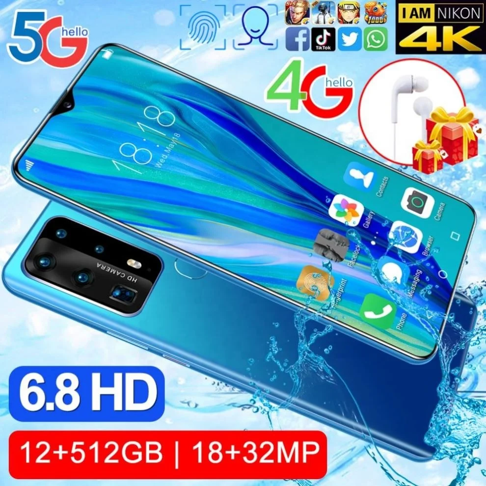 Buy mobiles phones online 6.8 inch Screen P40 Plus 12GB+512GB low price mini 4g mobile smart phone android