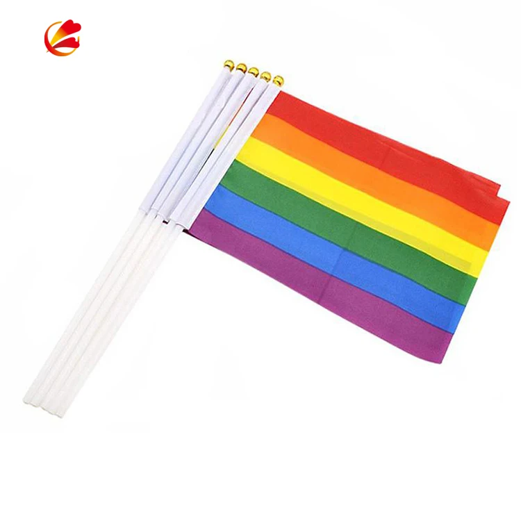 Rainbow Cheap Price Attractive Color Customize Size Hand Flag