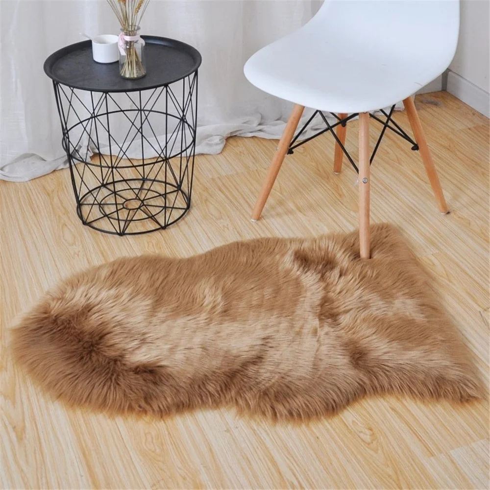 Soft Artificial Sheepskin Rugs Animal Shape Fur Floor Mats Faux Wool Carpets For Living Room Carpet