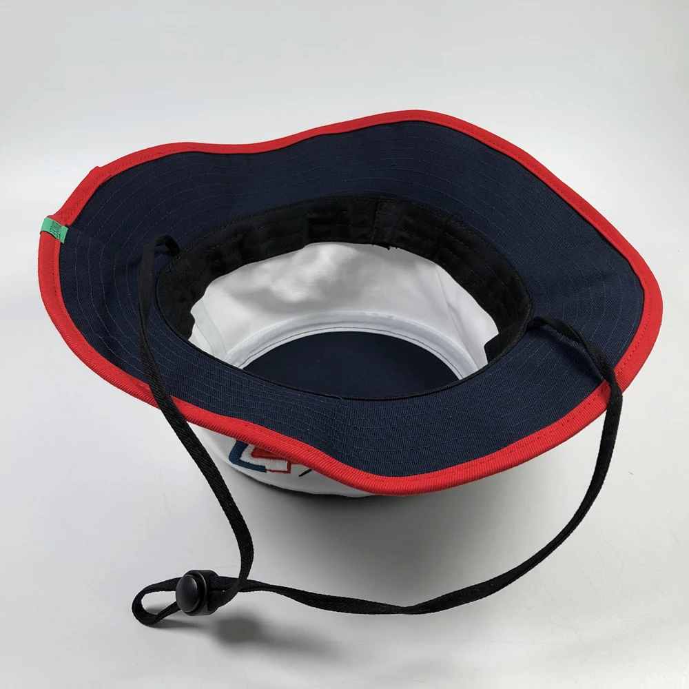 England style 2 tone string boonie bob for men Custom embroidered bucket hat with labels Adults outdoor sports fishing cap rope