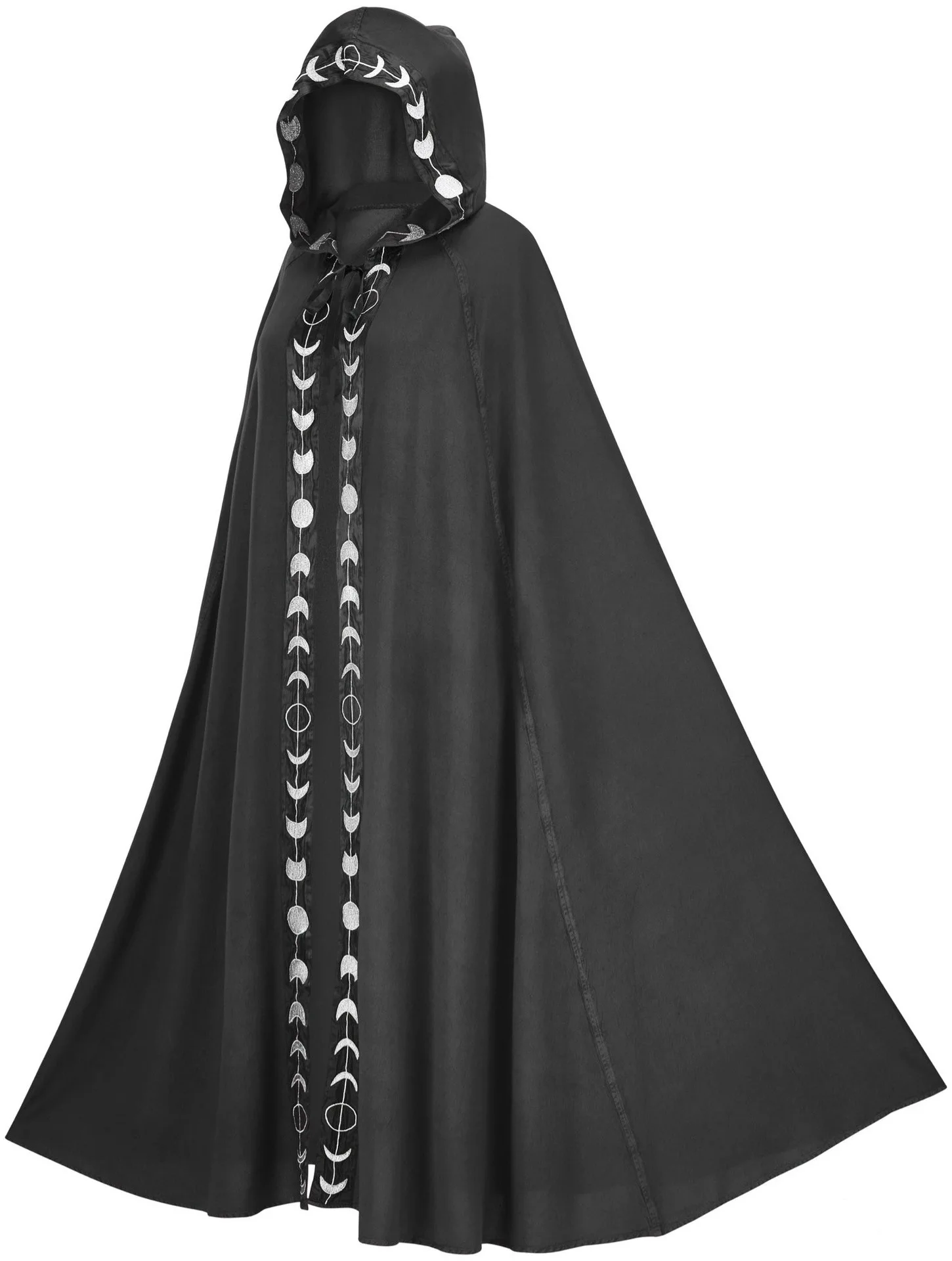 Ecowalson Ponchos And Capes Womens Mens Moon Phases Print Hooded Cloak Halloween Medieval Renaissance Festivals Unisex Cloaks