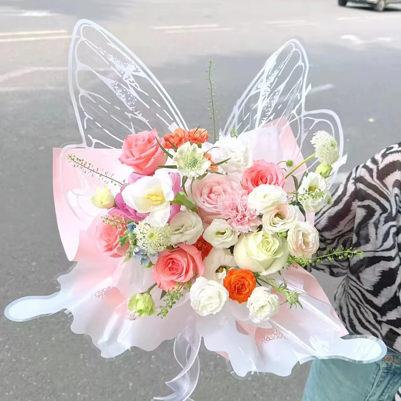 Transparent Crystal Dish Wings Wrapping Paper Flower bouquet Wrapping Flower opp Paper Shaped Paper bouquet diy material