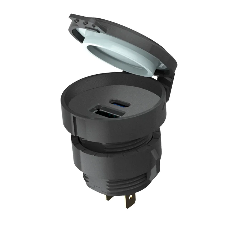 Car Refitted Usb-A C Port Pd Pd Fast 12/24V Quick Charge 3.0 Dual Usb Socket Motorcycle Vehicle 12V Usb Outlet With Cover