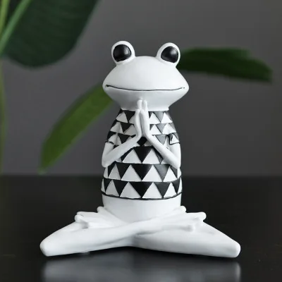 Hot Sale Resin Yoga Frog Sculpture White Store Decor Yoga Frog For Home Furnishing Decoration