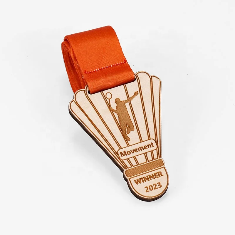 Wholesale UV Printing wood medal display  Eco-friendly sports medals wooden medals trophies for marathon