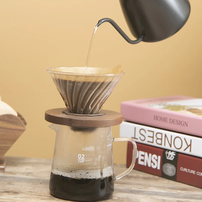 Ecocoffee Hot Sale 300mL 500ml Glass Coffee Server Pour Over Pot Clear Kitchen Accessories s800