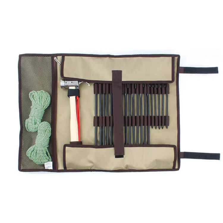 Custom Heavy Duty Roll Up Tent Stakes Pegs Pouch Tent Nail Storage Bag