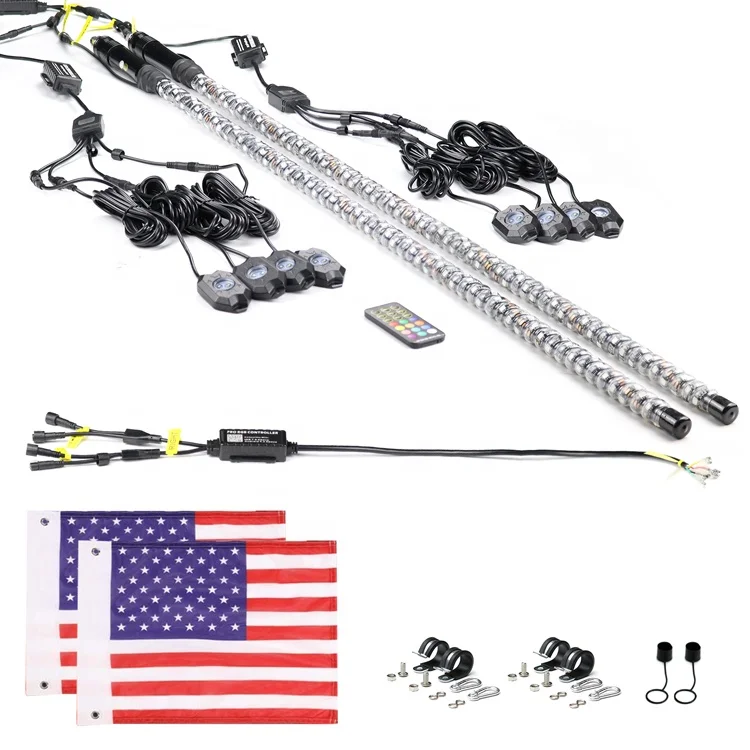  300 шаблонов 4FT светодиодная плетка свет с 4 подставками Rock Light Kit цвет через приложение и синхронизация пульт дистанционного управления для ATV UTV RZR