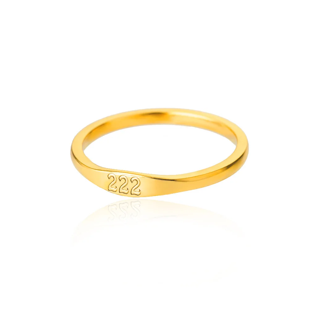 Simple Digital Ring Angel Digital Ring Stainless Steel Gold Silver Ring for Women Hainon 672