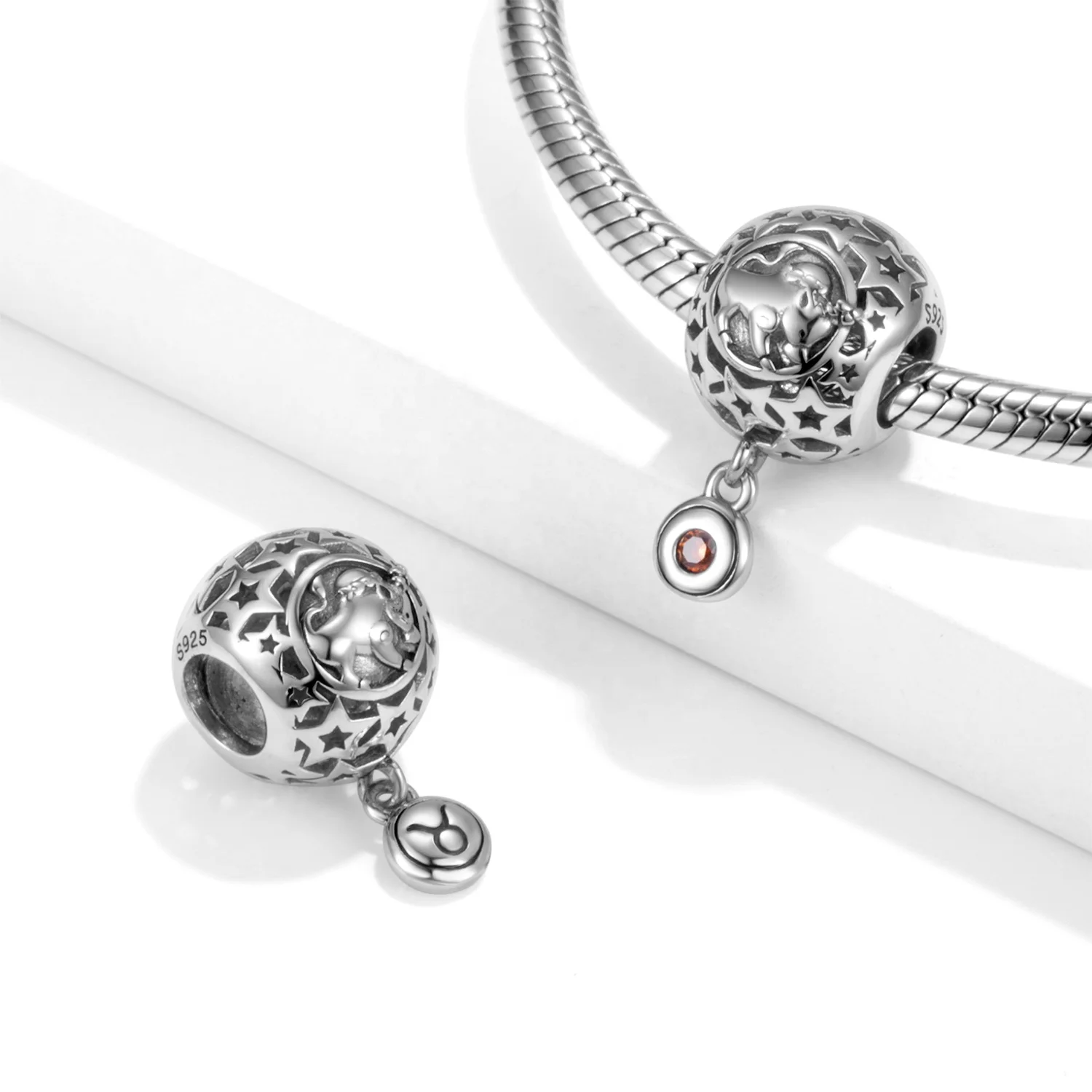 New Vintage 925 Sterling Silver Wisdom Aquarius Star Sign Zodiac Beads Charms fit  Women jewelry Bracelets DIY Twelve stars