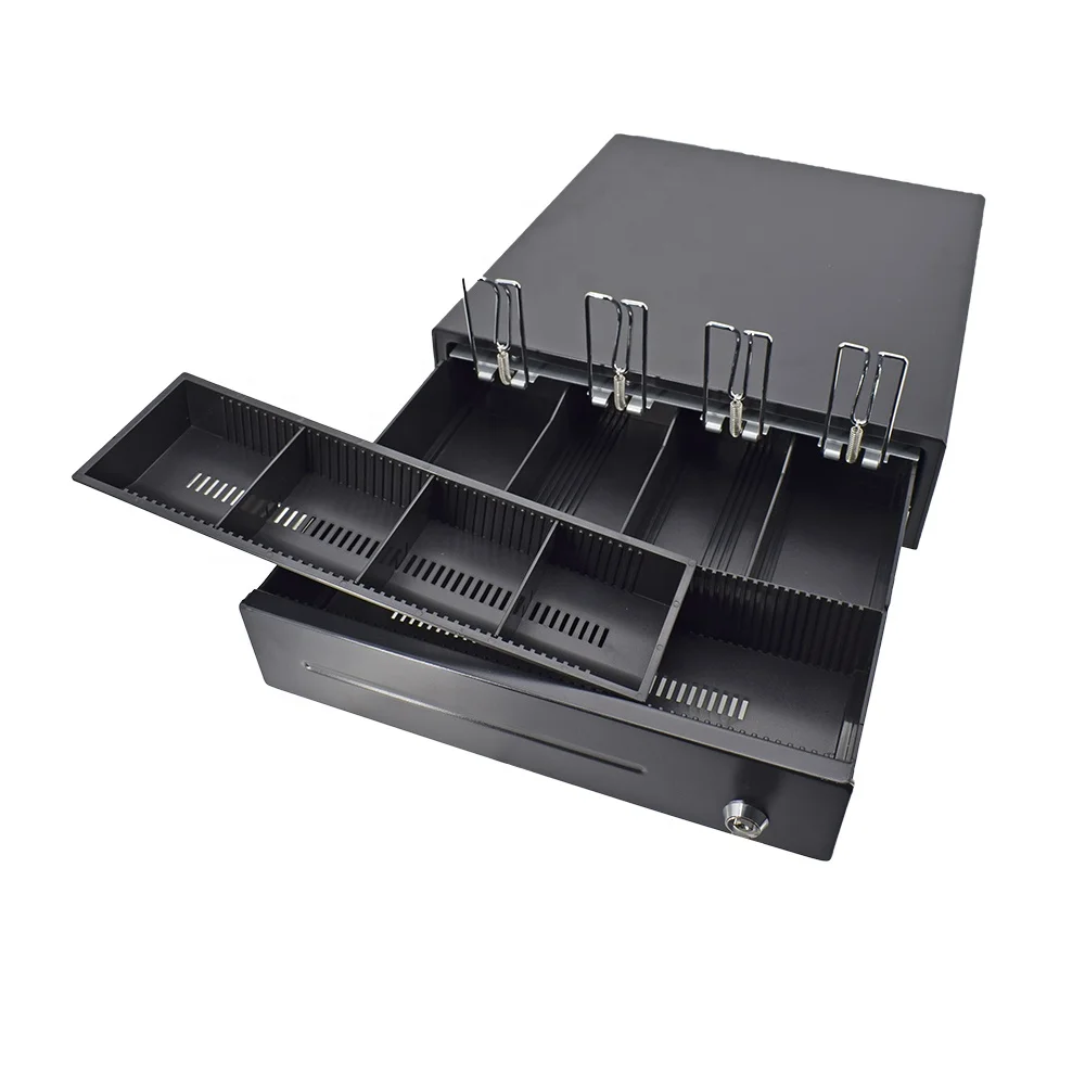 High Quality Black Top selling Cash drawer for POS terminal with 4 bills 4 coins Mini cash drawer with RJ11
