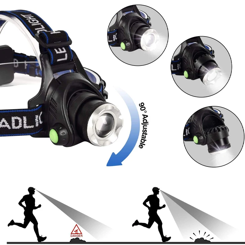 SIVI 1200 люменами XML T6 10 Вт масштабируемый Водонепроницаемый 3 Режим сухая батарея Охота Гарантия светодиодный налобный фонарь с, черные, красные, серые, синие огни безопасности