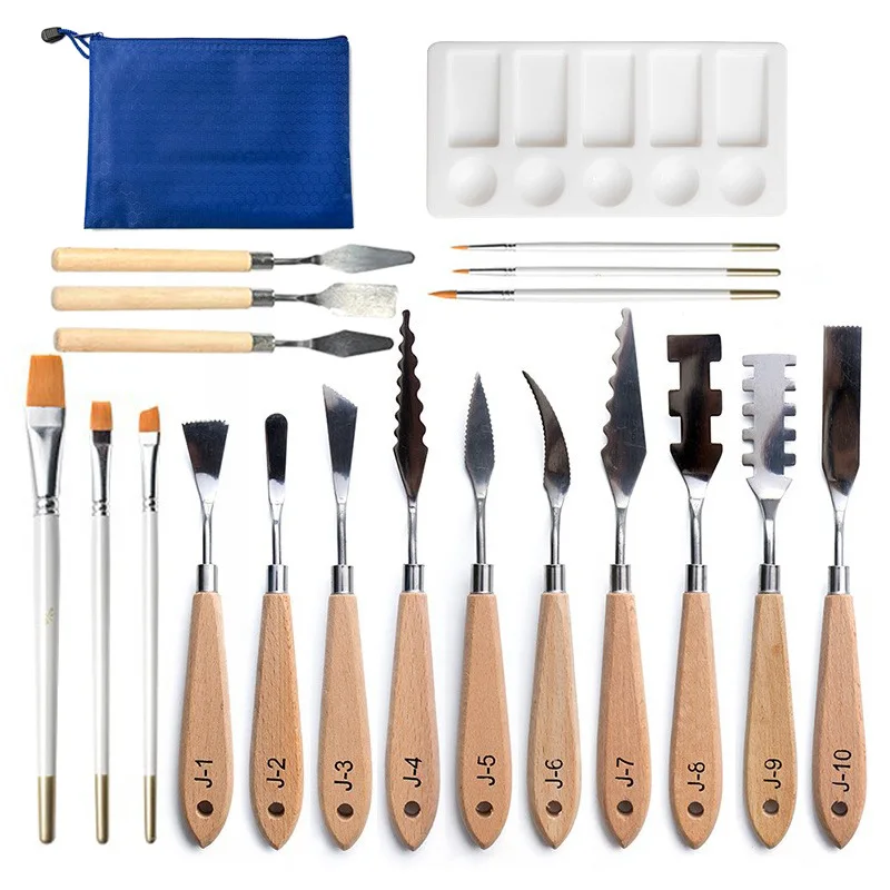 Art special-shaped knife oil brush bag palette 20-piece set multi-functional art creation painting supplies