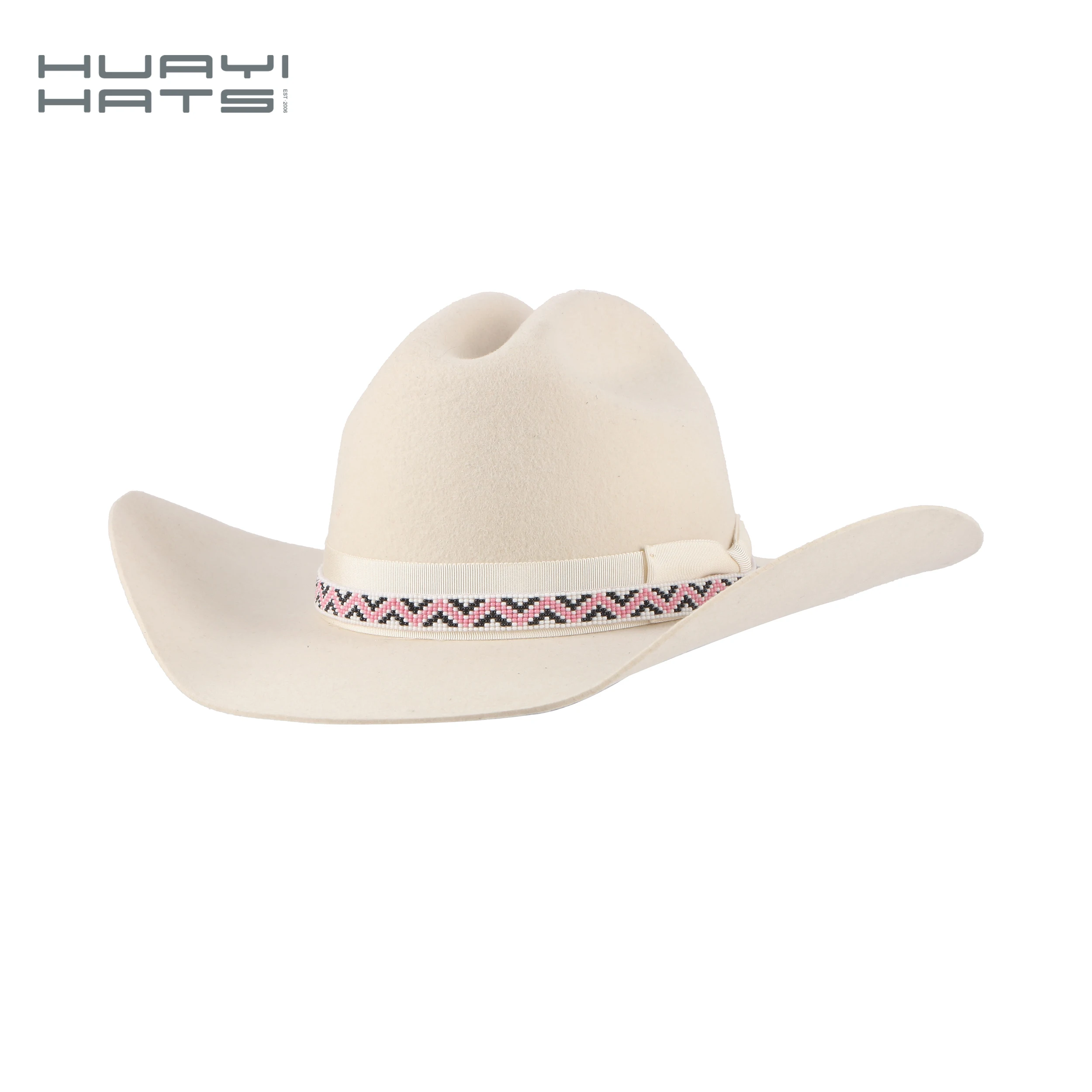 huayi brand custom white outdoors 100% Australia wool felt cowboy  hats for  men