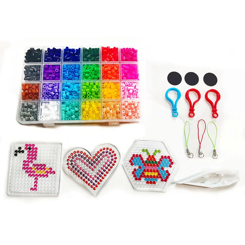 2022 Educational Toys 3D DIY Creativity Builder Kit Colorful Perler Beads works with Tweezers Peg Boards Ironing Paper Case