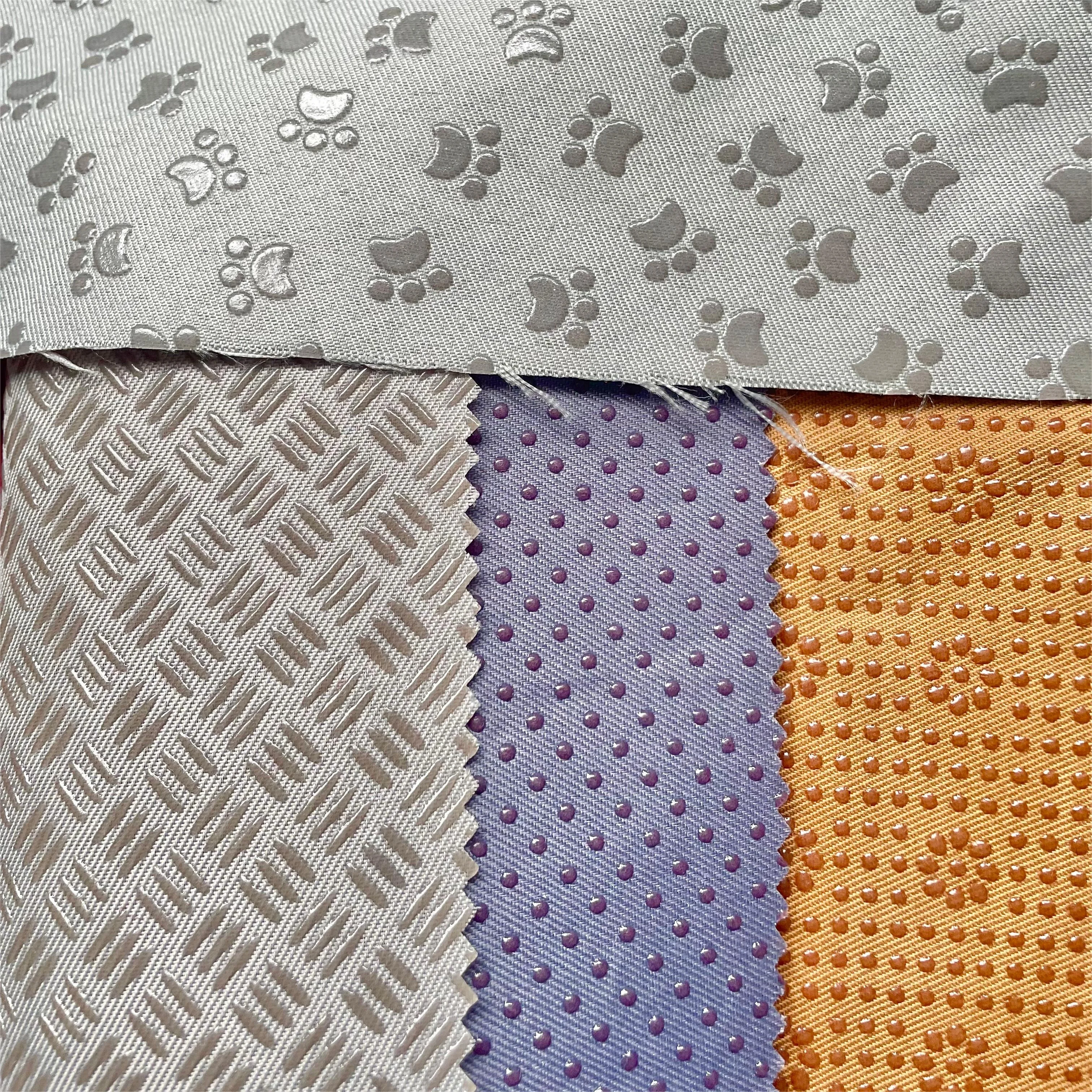 Polyester twill non-slip drop plastic fabric high quality stop-slip fabric shoes bags home textiles sofa carpet cushion