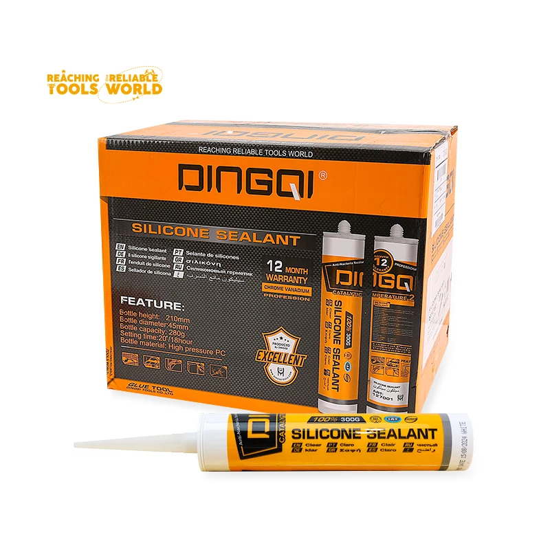 DINGQI Multifunctional Sealant 300ml Fast Cure Acid 100% Silicon Sealant Adhesive Silicone For Construction Silicone Sealant