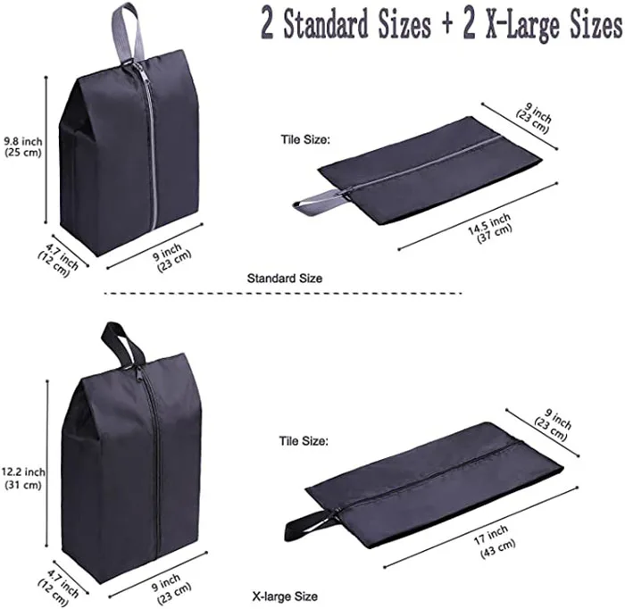 
Travel Shoe Bags Waterproof Nylon with Zipper for Men & Women 
