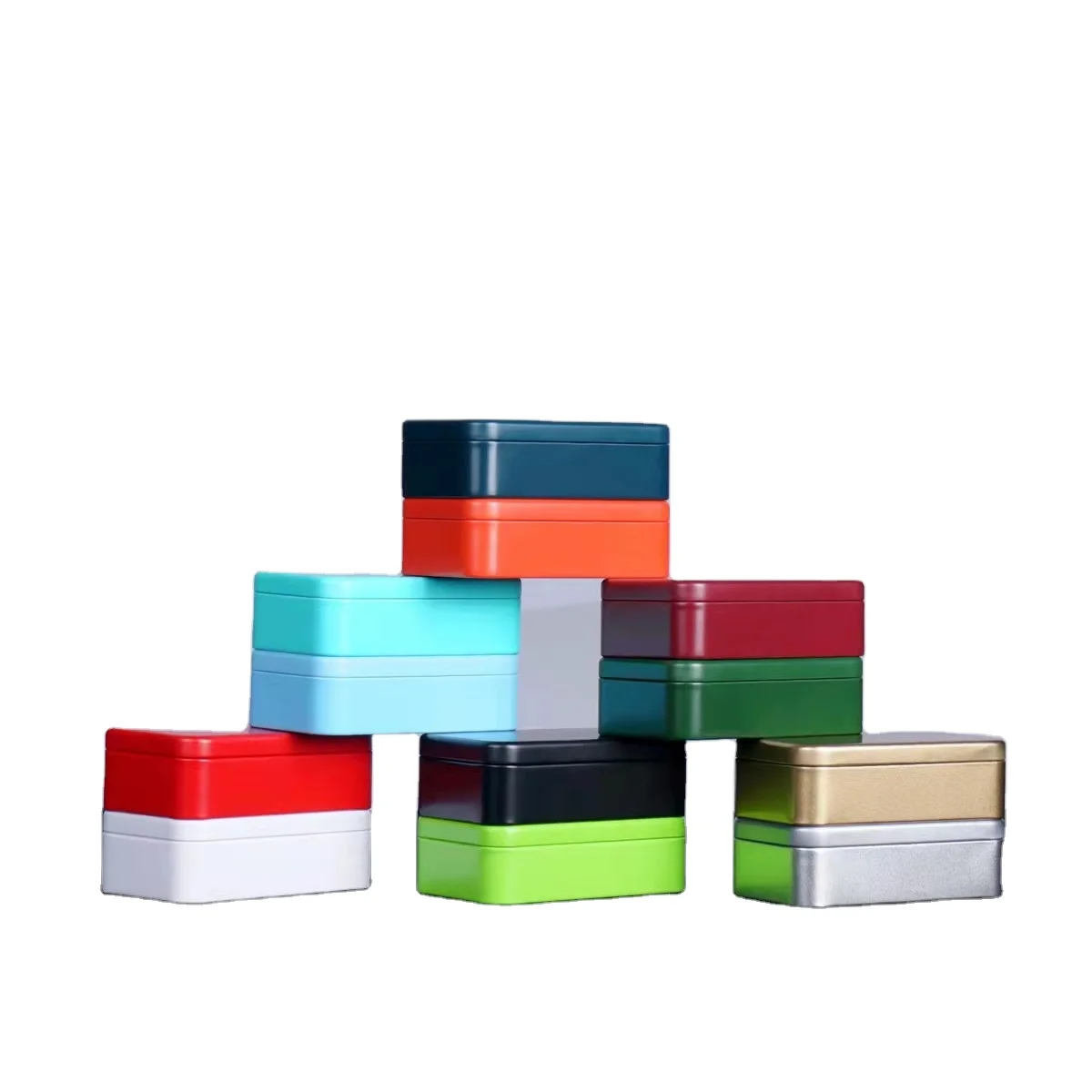 Металлическая небольшая откидная металлическая жестяная коробка с логотипом на заказ защитой от запаха для конфет прямоугольный шарнир