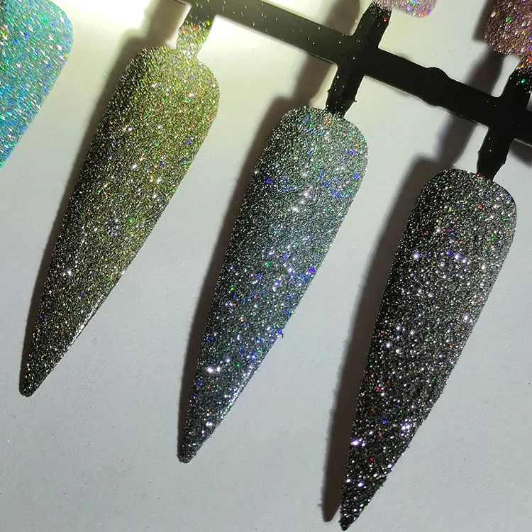 Brand MCESS Reflective Colored Disco Diamond Chrome Nail Glitter Rhinestone Sequins Nail Art Pigment Powder