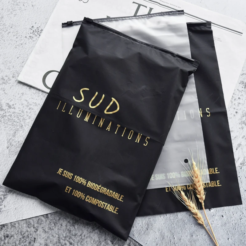 custom resealed reusable matt black plastic zipper packing poly slider zip lock packing frosted ziplock bag for t shirt