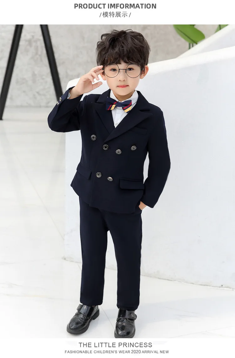 Boys 3Colors Jacket Pants 2Pcs Clothing Set Kids Formal Wedding Suit Gentleman Children School Performance Graduation Dress