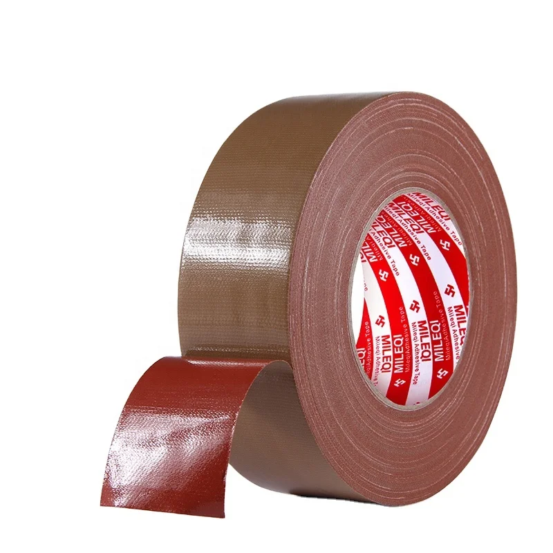
Mileqi high quality 48mm wide brown wear-resistant acid alkali proof strong adhesive custom cloth gaffer duct tape 
