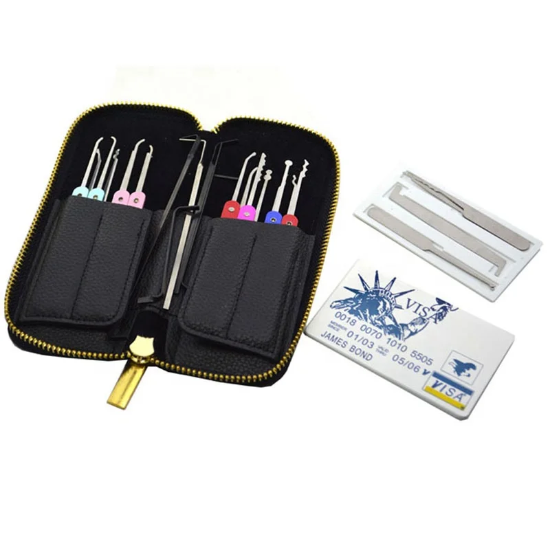 High Quality Stainless Steel 22pcs Auto Lock Pick Kit Set locksmith tools with Transparent Practice Padlock