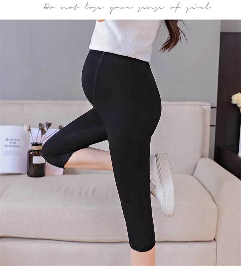 7/10 Length Thin Modal Skinny Maternity Legging Summer Hot Slim Elastic Waist Belly Legging for Pregnant