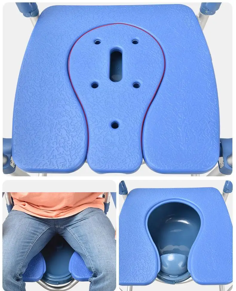 Wholesale Aluminum Alloy Frame Household Wheelchair Shower Toilet Stool Disabled Mobile Toilet Chair Bath Chair