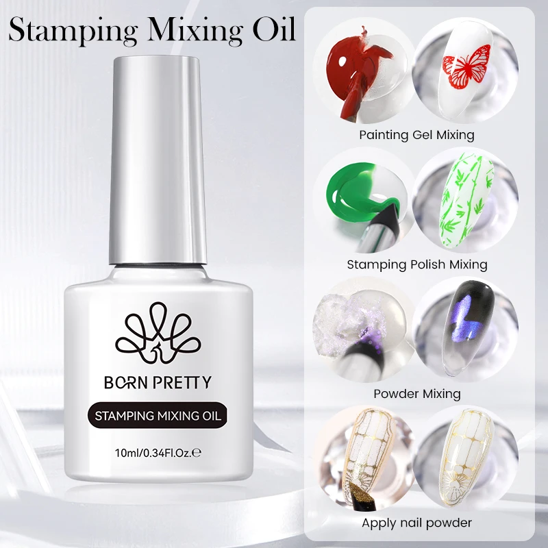 BORN PRETTY 10ml Multifunctional Stamping Mixing Oil Painting Gel Stamping Polish for Powder Mixing and Apply Nail Powder