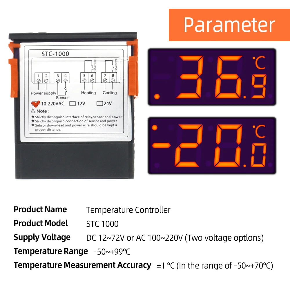 STC-1000 температурный контроллер термостат для инкубатора электронный цифровой дисплей Температурный датчик