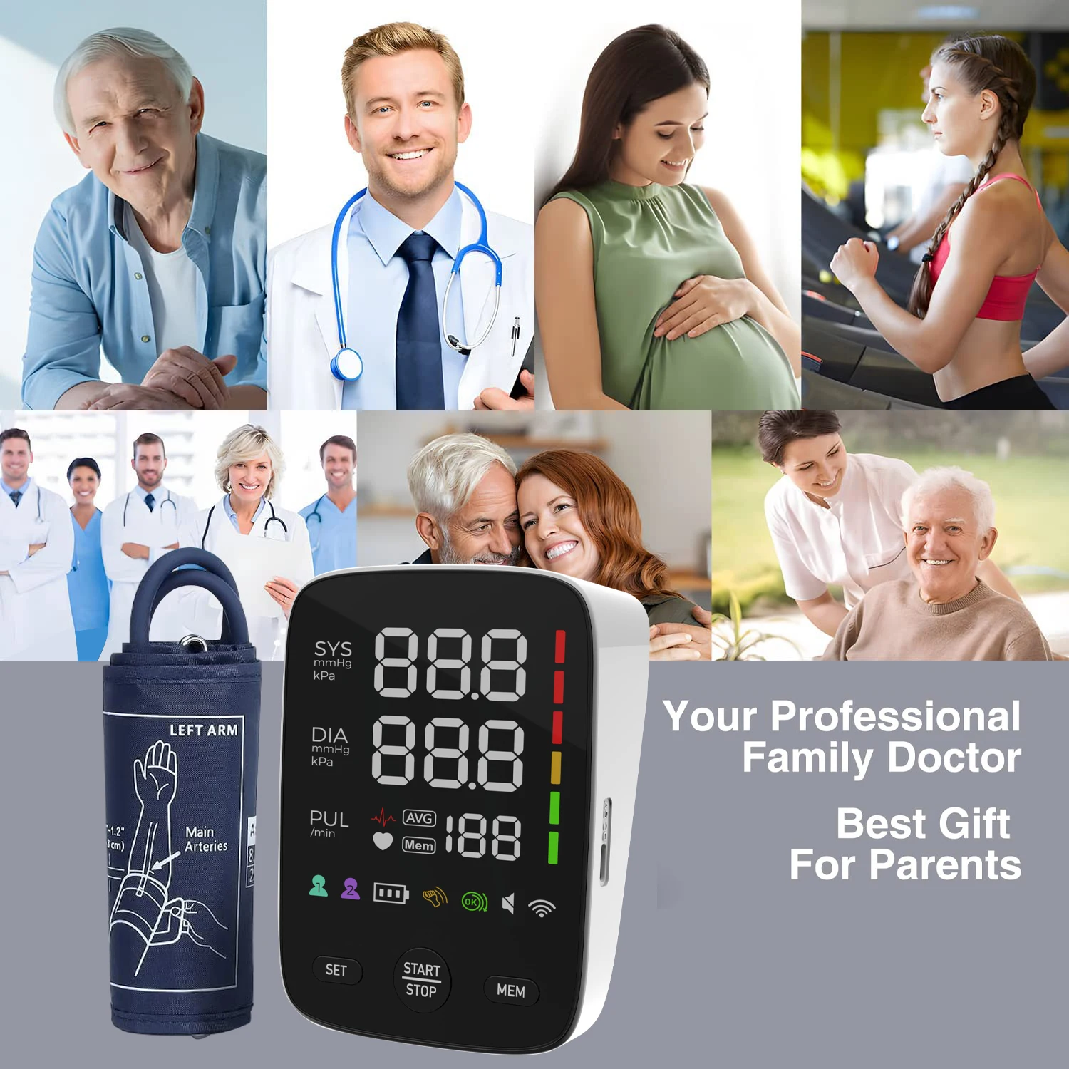 Smart Blood Pressure Monitor Arm Type Digital Automatic Voice Broadcast Blood Pressure Monitor For Home Hospital