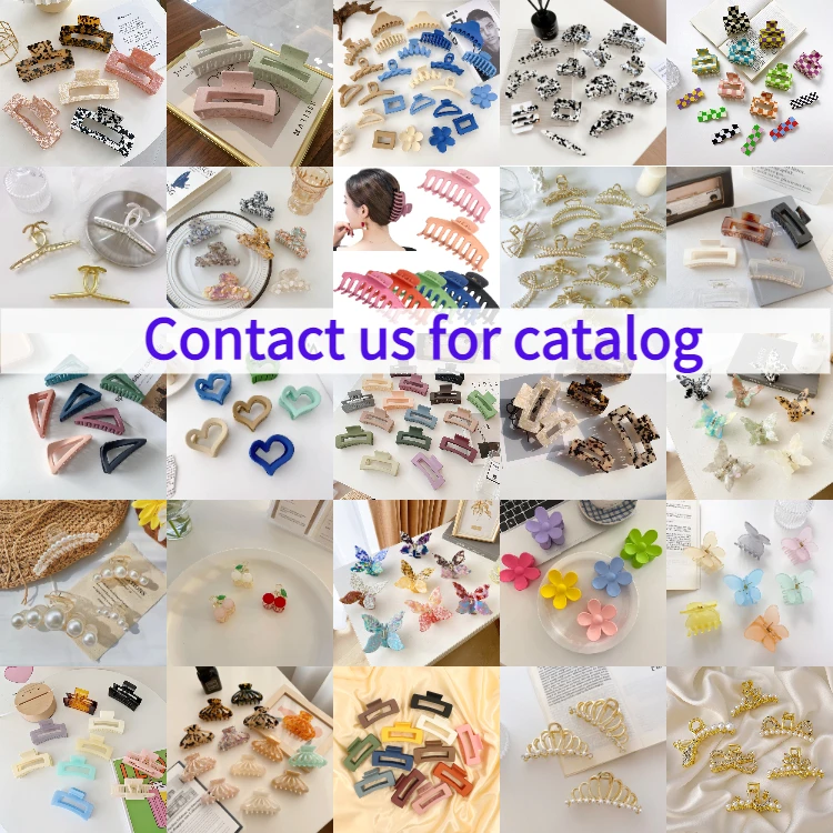 GIRLIZE Wholesale Fashion 8cm Color Hollow Geometric Crossed Wave Big Plastic Acrylic Women Hair Claw Clip For Thick Hair