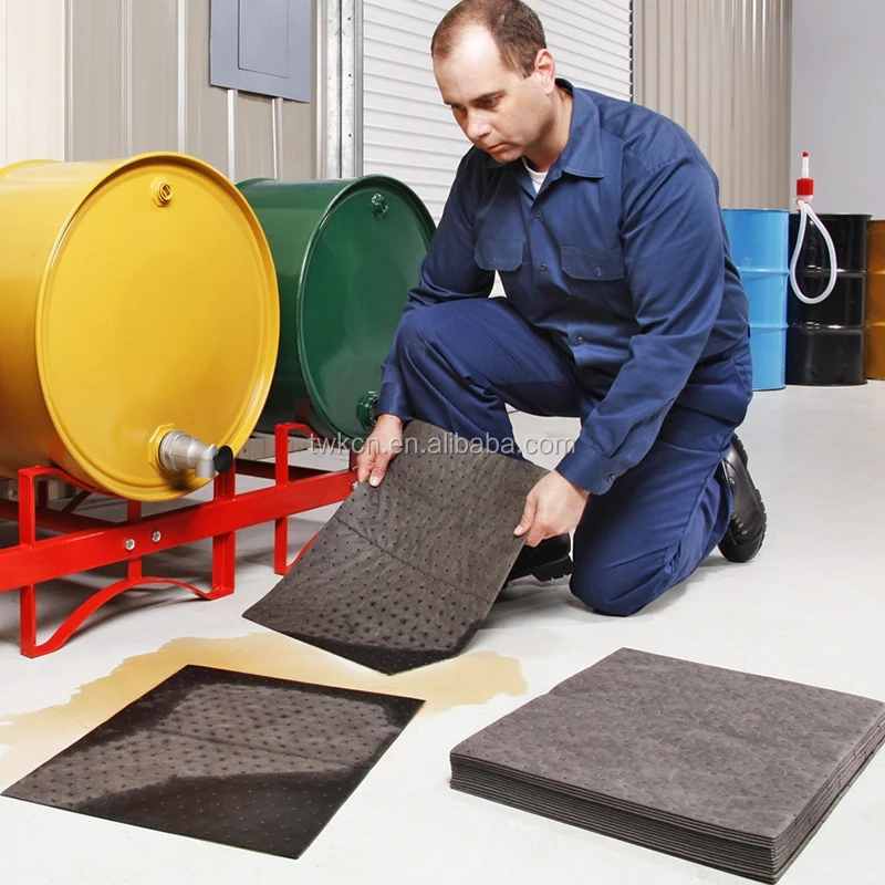 Universal Absorbent Oil Spill Control Medical Liquid Mat Containment Made Of Polypropylene Fiber With Woven Fabric For Pad