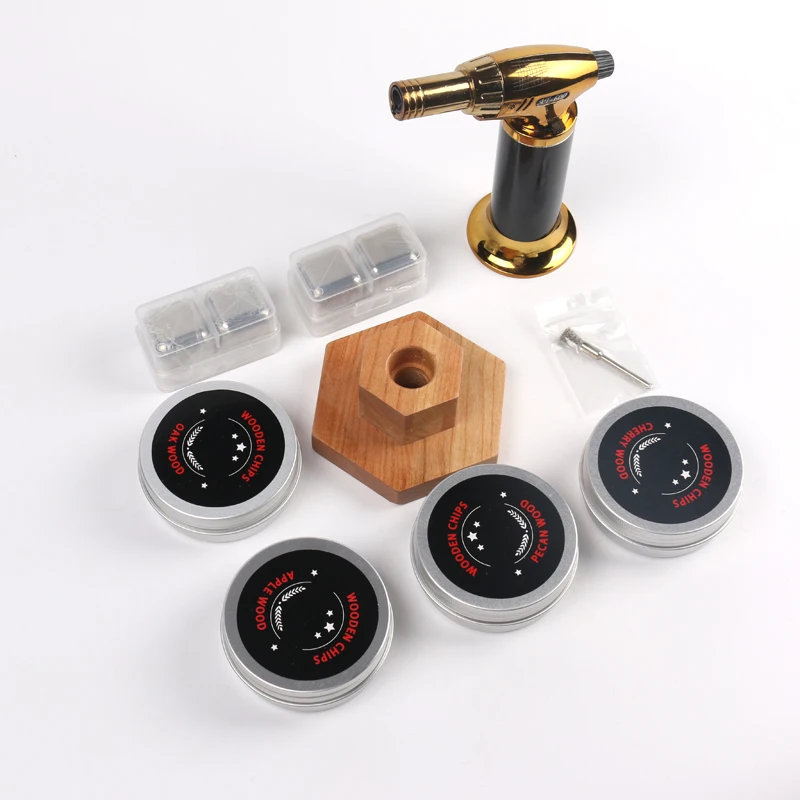 Cocktail Smoker Kit Old Fashioned Chimney Smoking Infuser Cocktails Kit with Wood Chips for Whiskey Bourbon Cocktail Wine