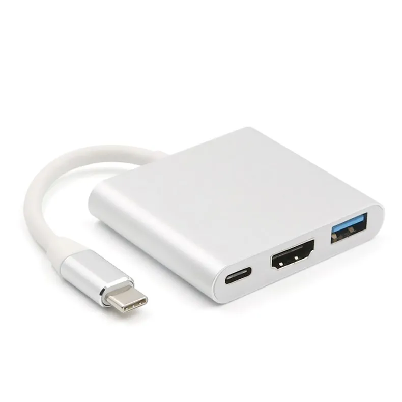 Адаптер 3 в 1 из алюминиевого сплава для зарядки HDTV PD Usb C ноутбука Macbook Pro с 4K