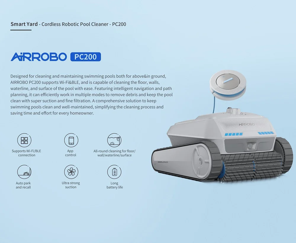 Беспроводной робот для бассейна AIRROBO автоматический робот-очиститель водопроводной поверхности ультразвуковой подводный