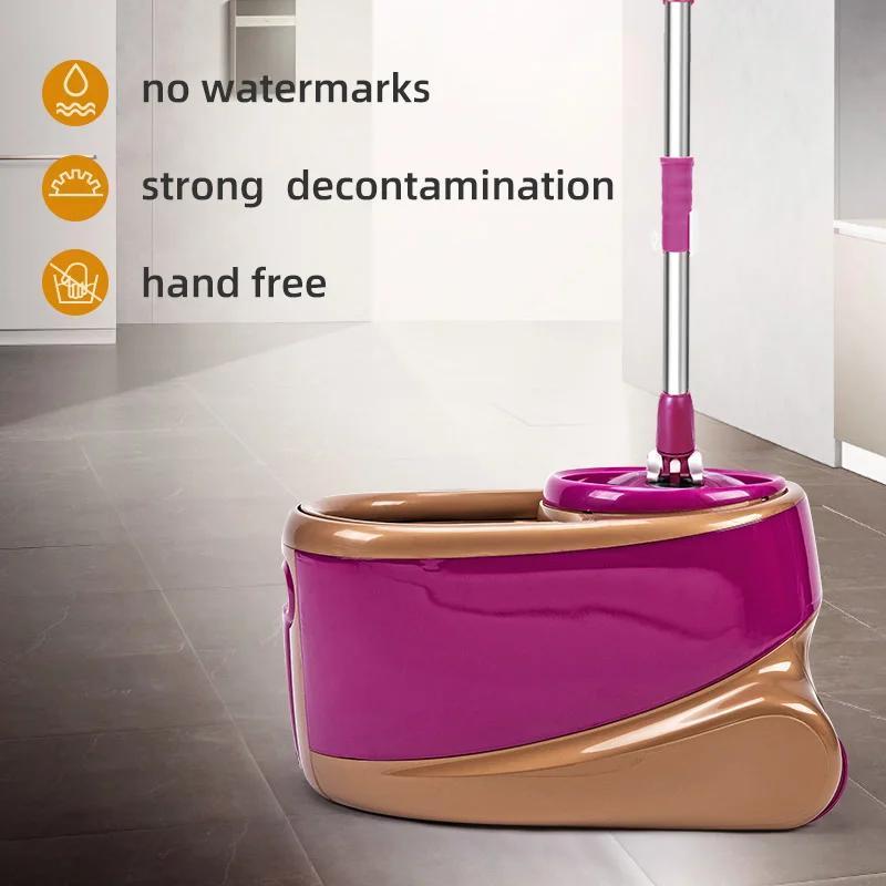 Stainless steel telescopic handle detachable rotary mute roller mop cleaning hands-free magic mop 360, with removable bucket